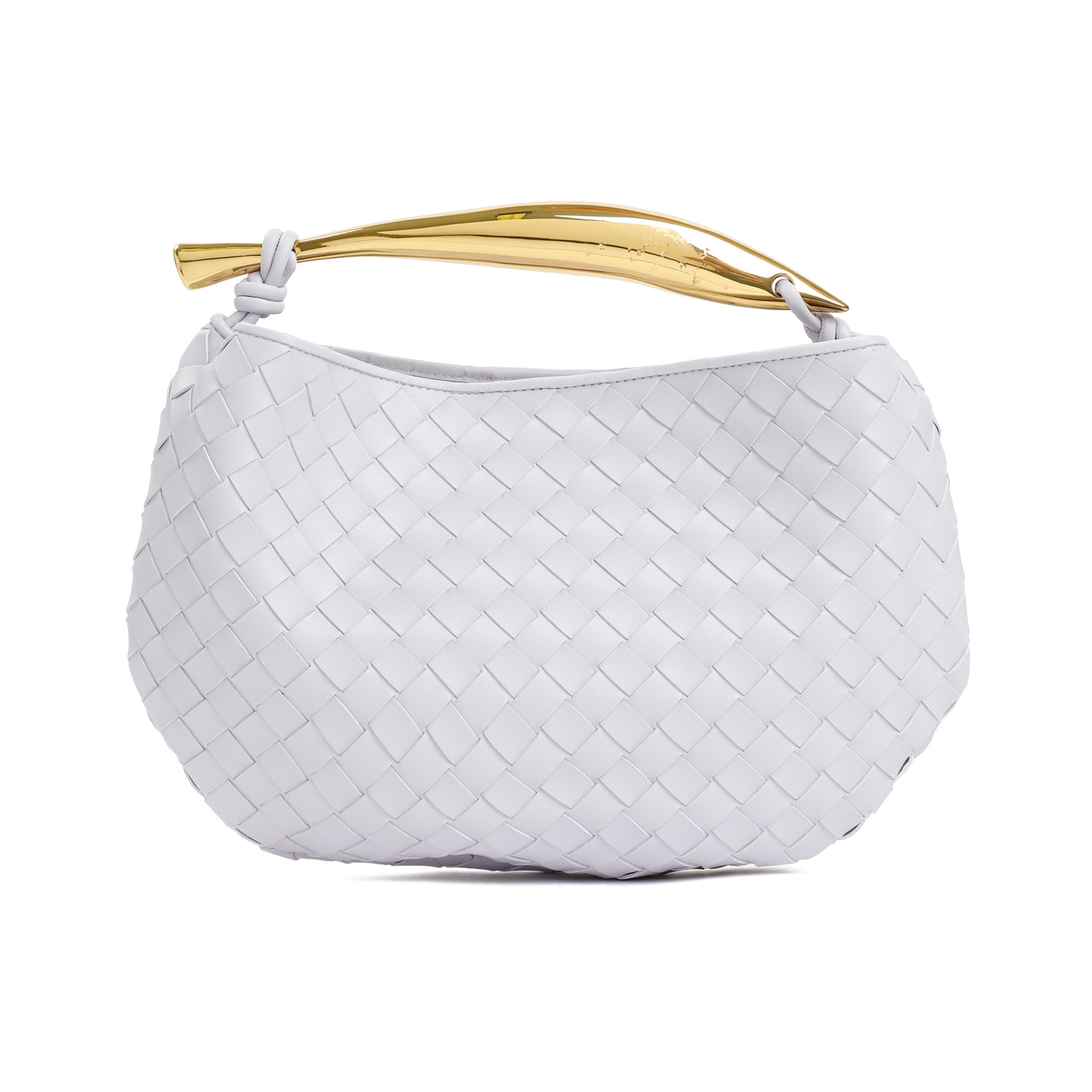 Bottega Veneta Small Sardine Leather Top Handle Bag In White