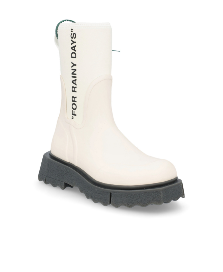 Off-white Slogan-print Ankle Boots In White