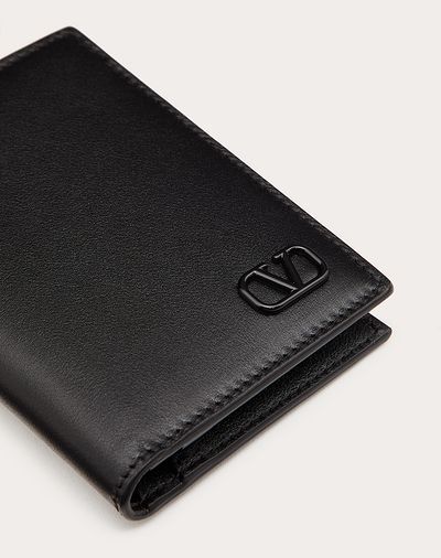 Valentino Vlogo Leather Cardholder In Black