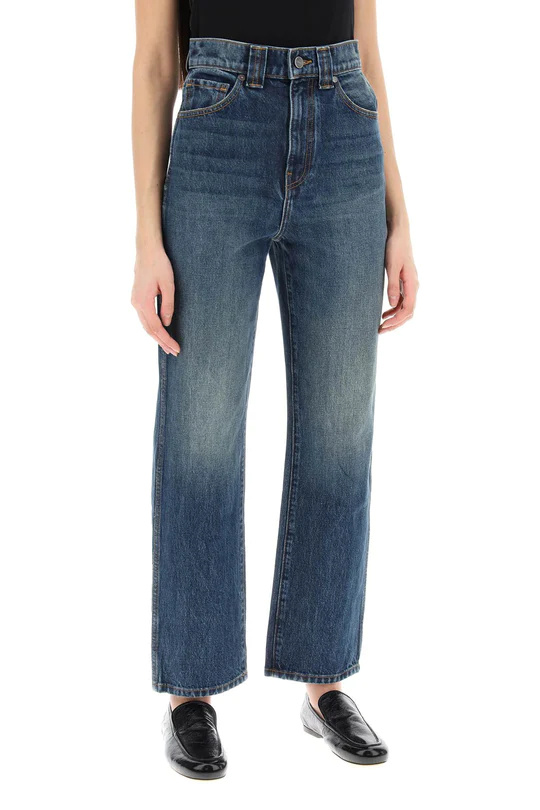 Khaite Cropped High-waist Jeans In Blue
