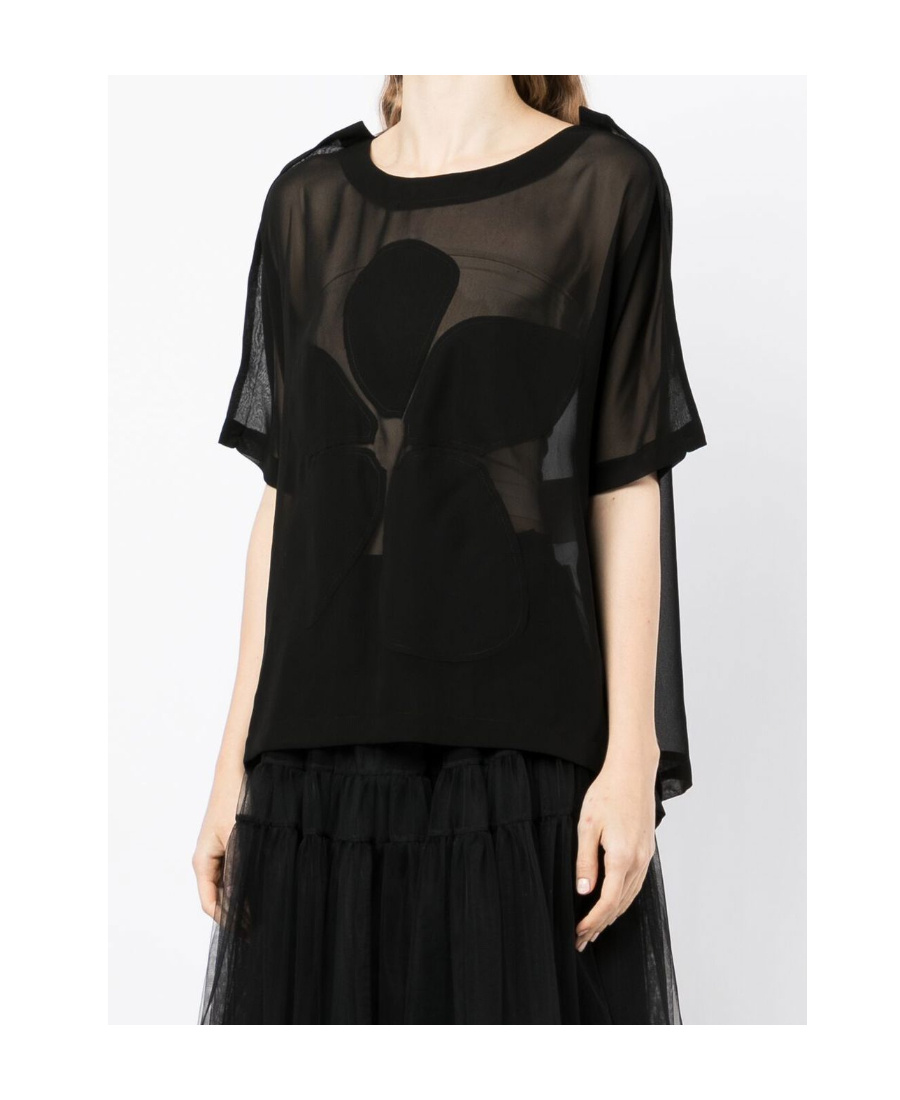COMME DES GARÇONS FLORAL-PRINT SEMI-SHEER T-SHIRT 