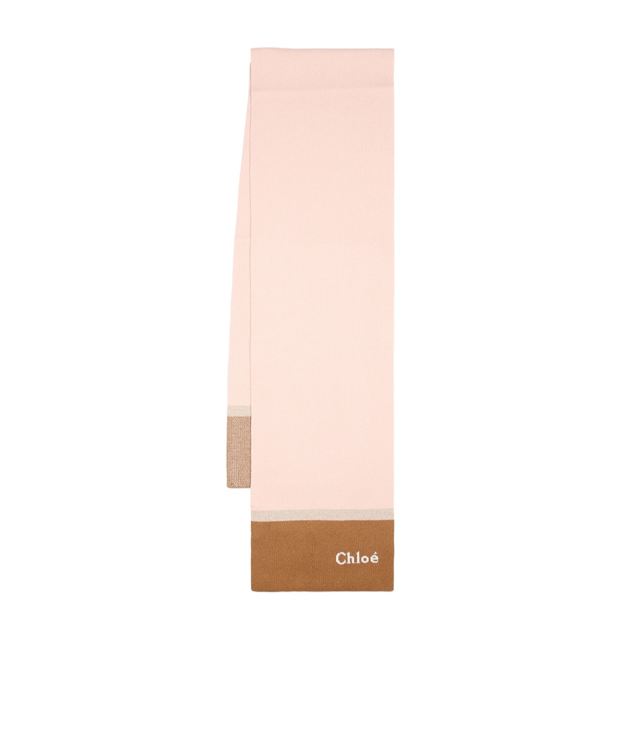CHLOÉ CHLOÉ KIDS LOGO INTARSIA TWO-TONED SCARF