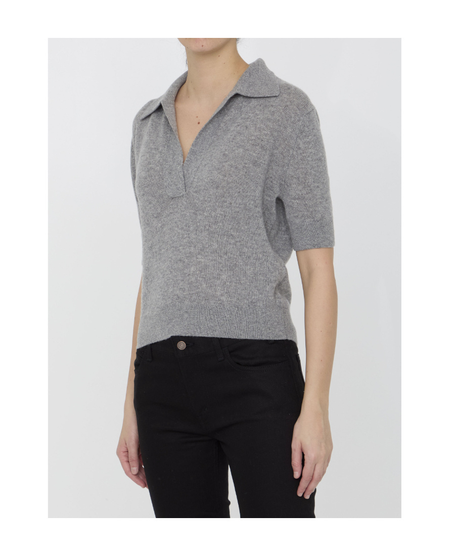 Khaite Shrunken Jo Cashmere Top In Gray