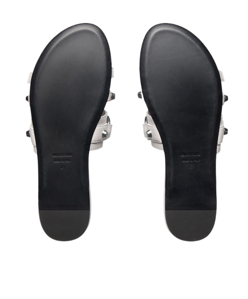 Balenciaga City Studded-strap Slide Sandals In White