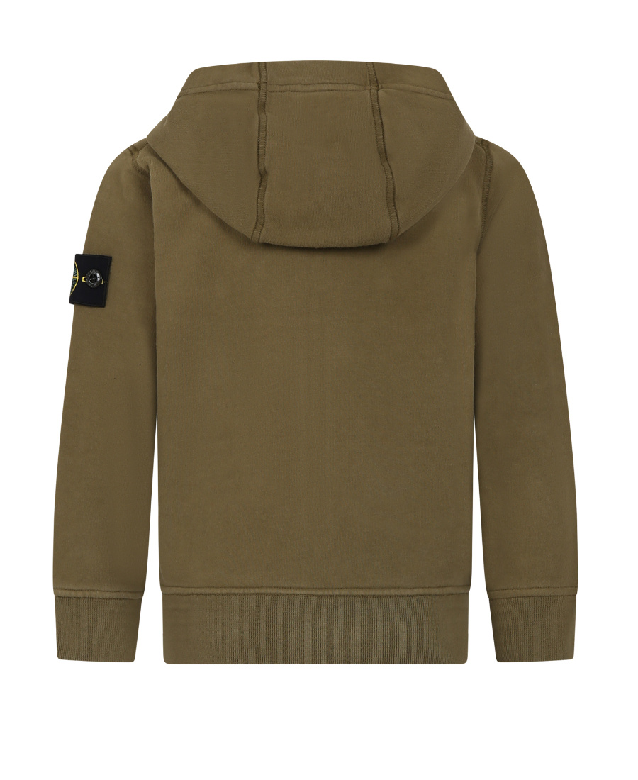 Stone Island Compass Logo-patch Zipped Cardigan In Green