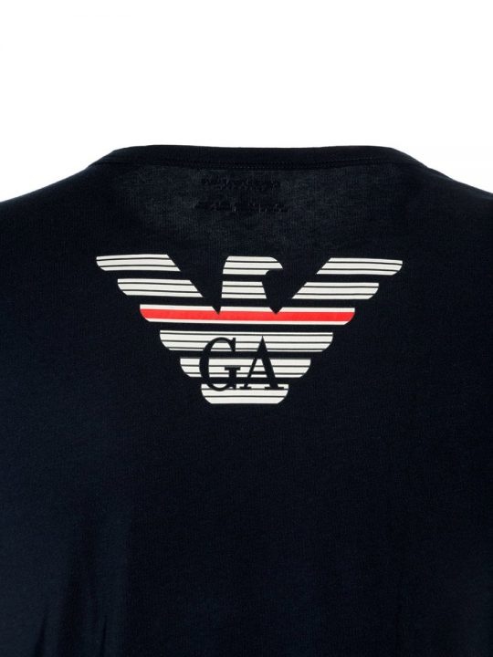 Emporio Armani Official Store Asv T-shirt Aus Jersey-lyocell-mischung Mit Zweifarbigem Mikroadler In Black