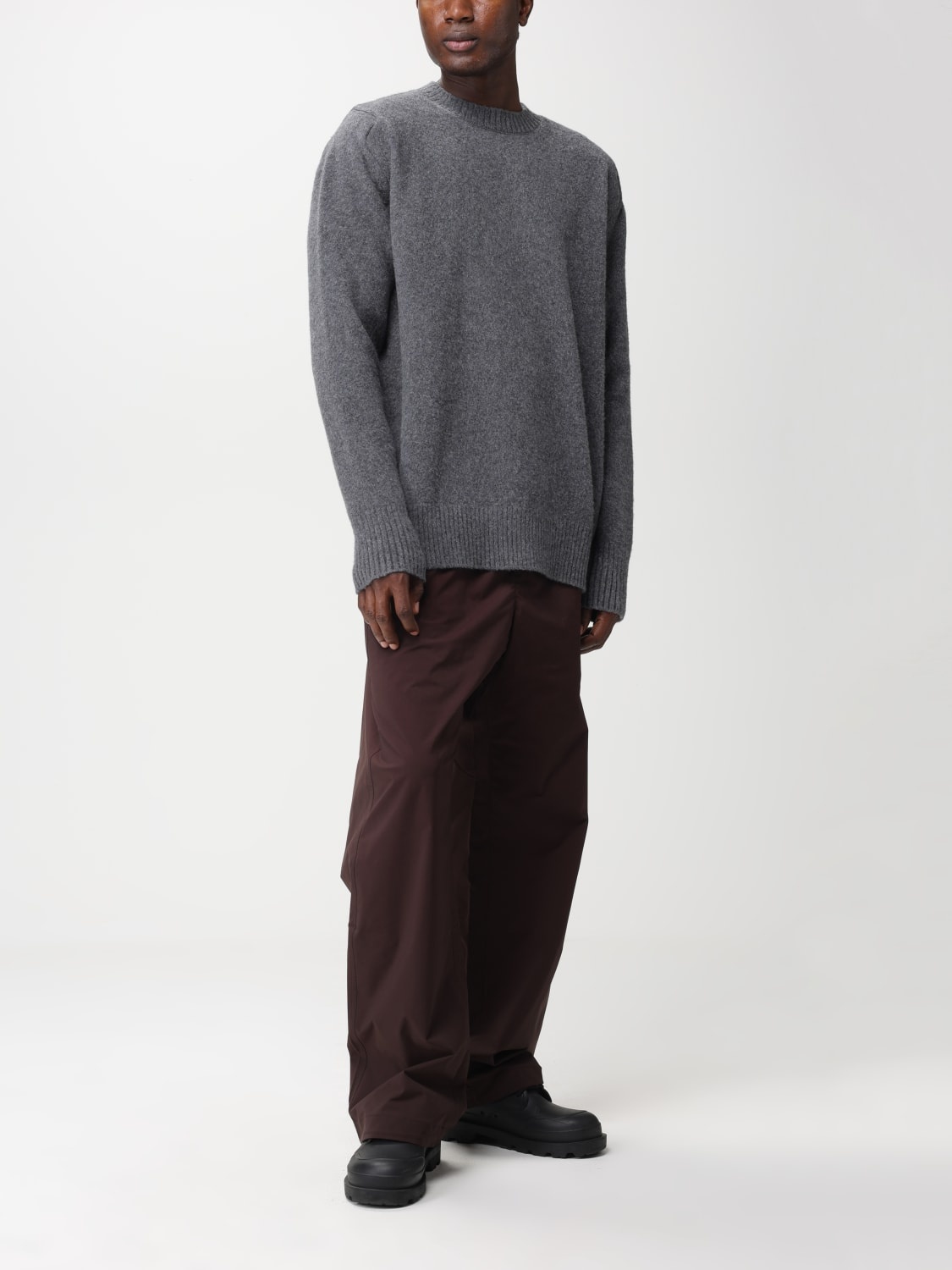 Oamc Relaxed Fit Wool Sweater With Ribbed Detailing In Black