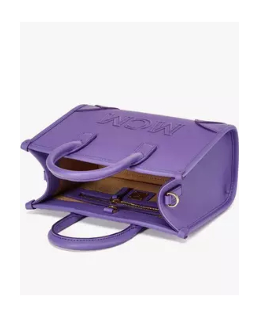 MCM LOGO-EMBOSSED LEATHER TOTE BAG