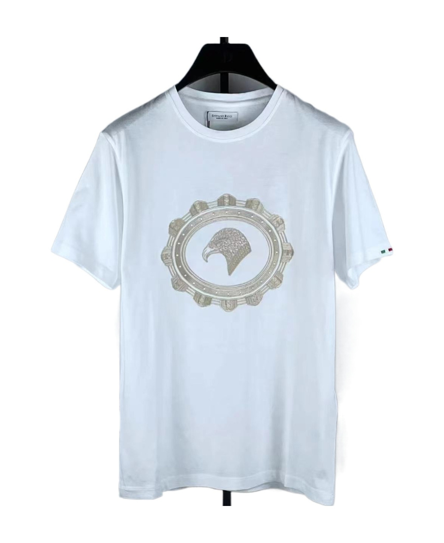 Stefano Ricci T-shirt With Round Neck And Short Sleeves In Blue