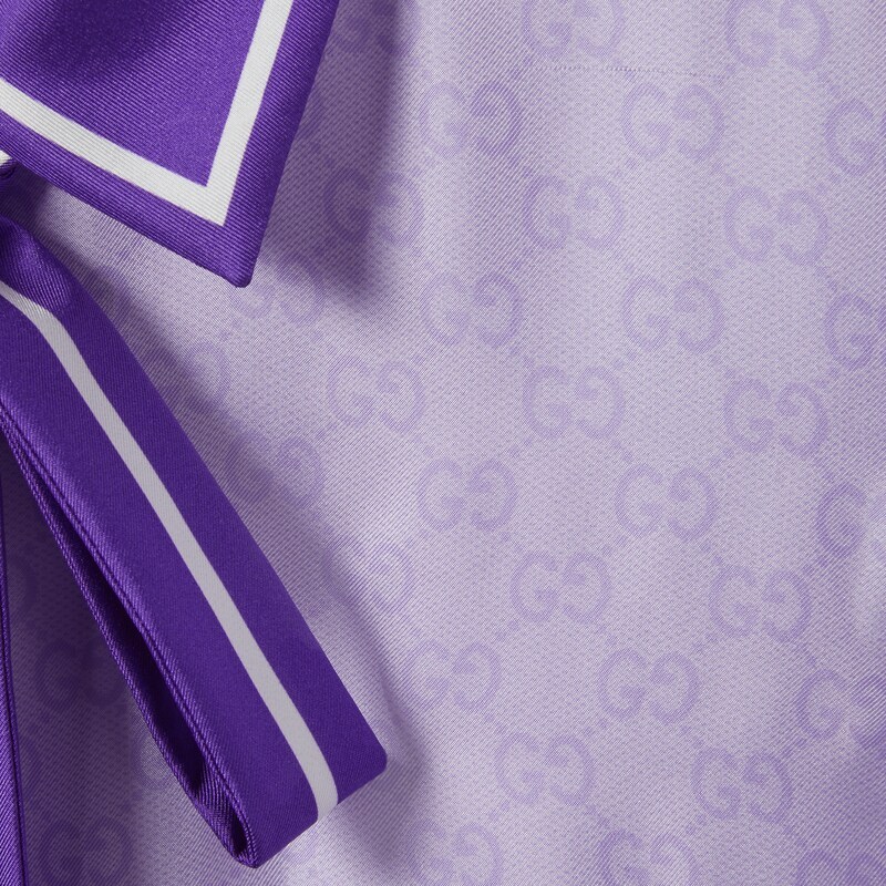 Gucci Printed Silk Dress In Purple