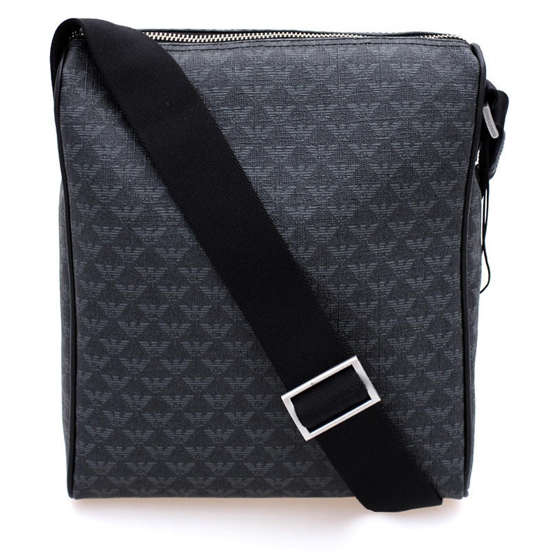 Emporio Armani Dark Gray Logo Logo Satchel In Black