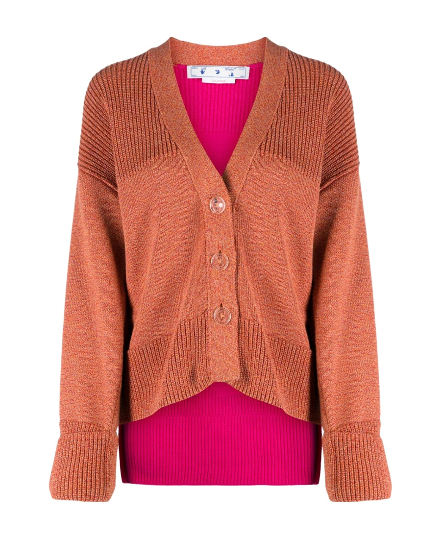 Off-white Diag Colour-block Cardigan In Red