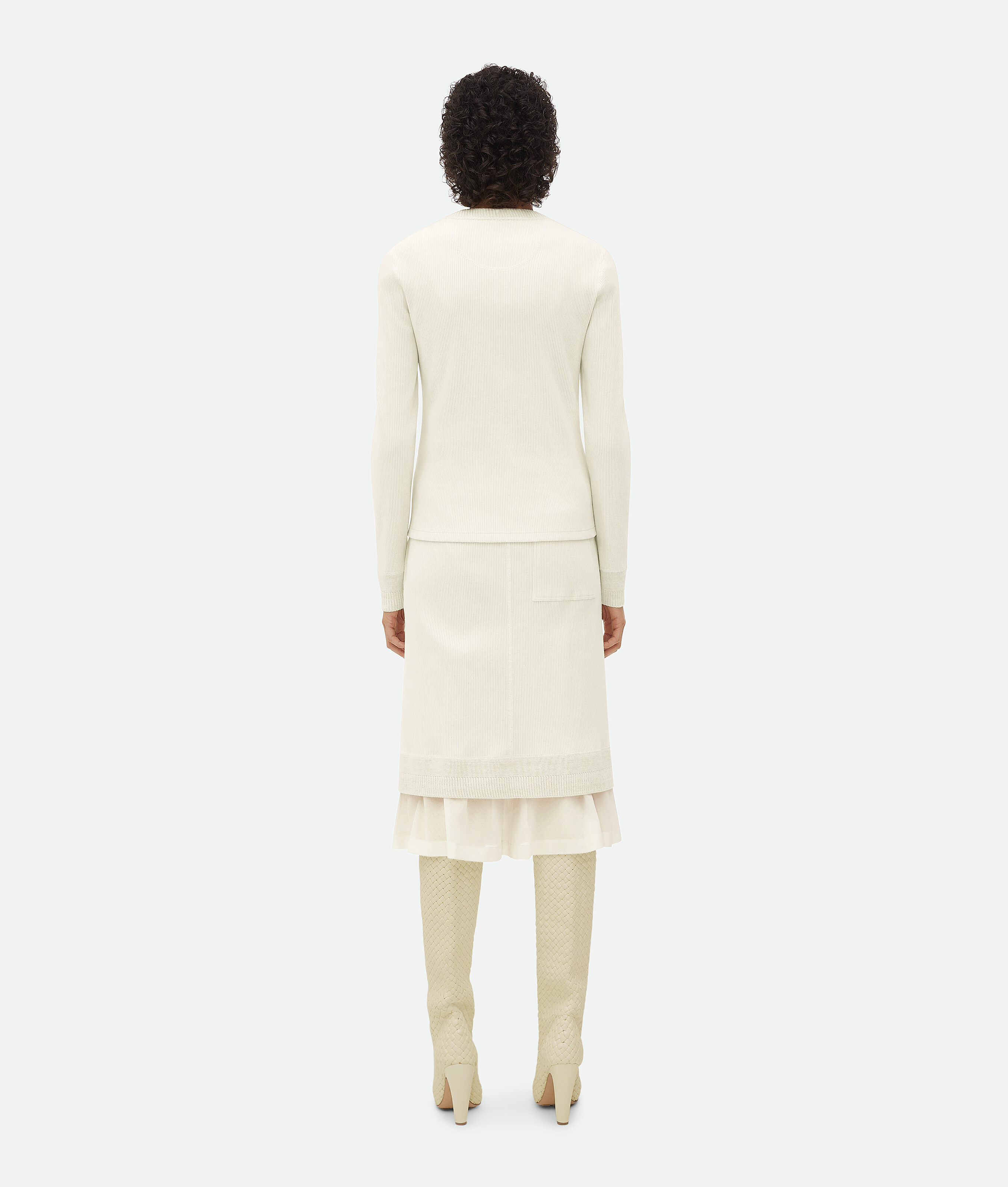 Shop Bottega Veneta Compact Ribbed-knit Top In White