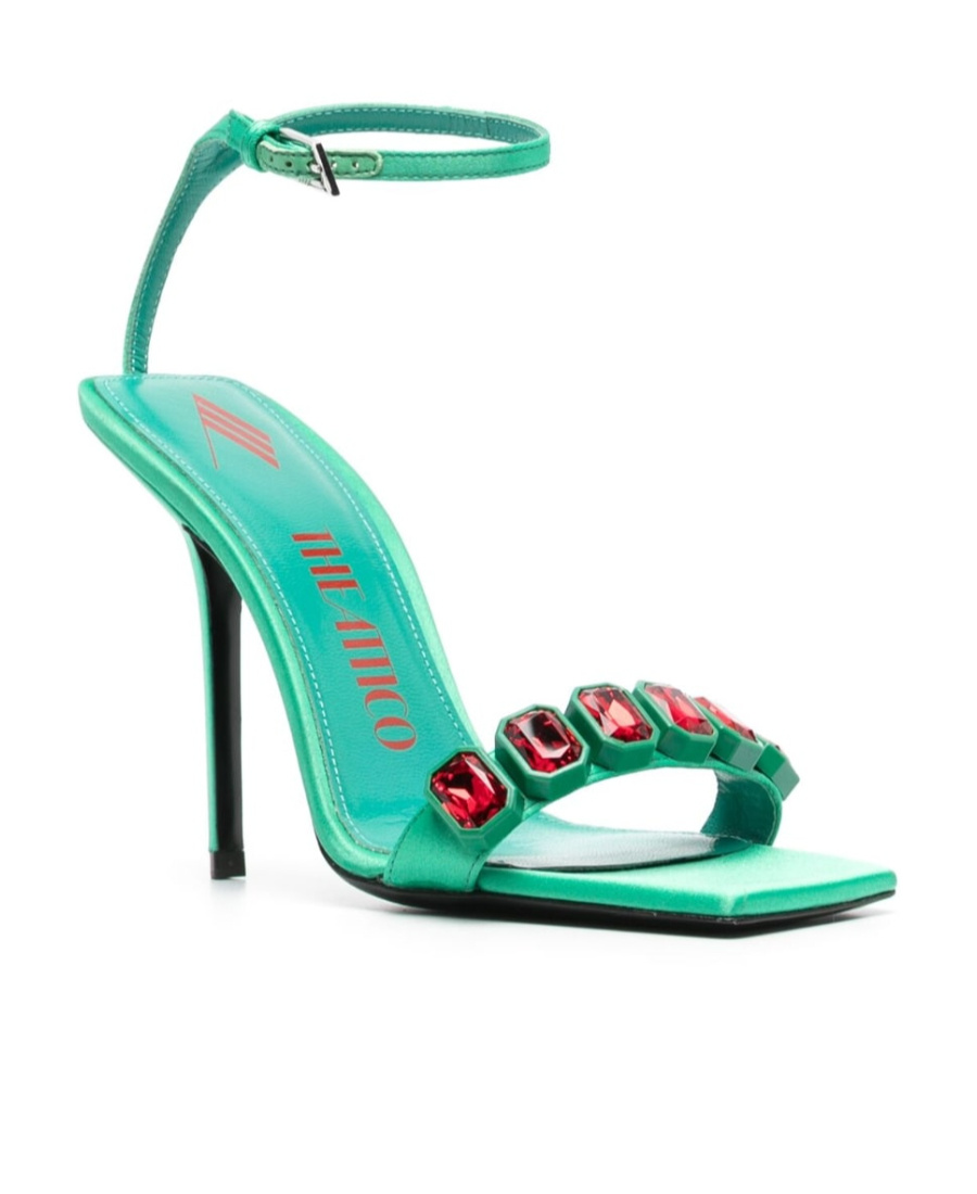 Attico Logo High-heeled Sandals In Green