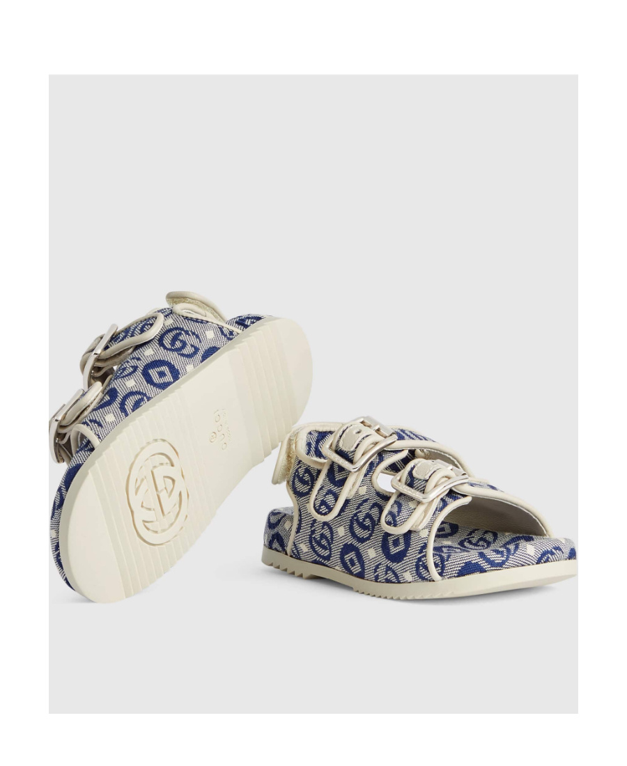 Gucci All-over Gg-print Sandals In White
