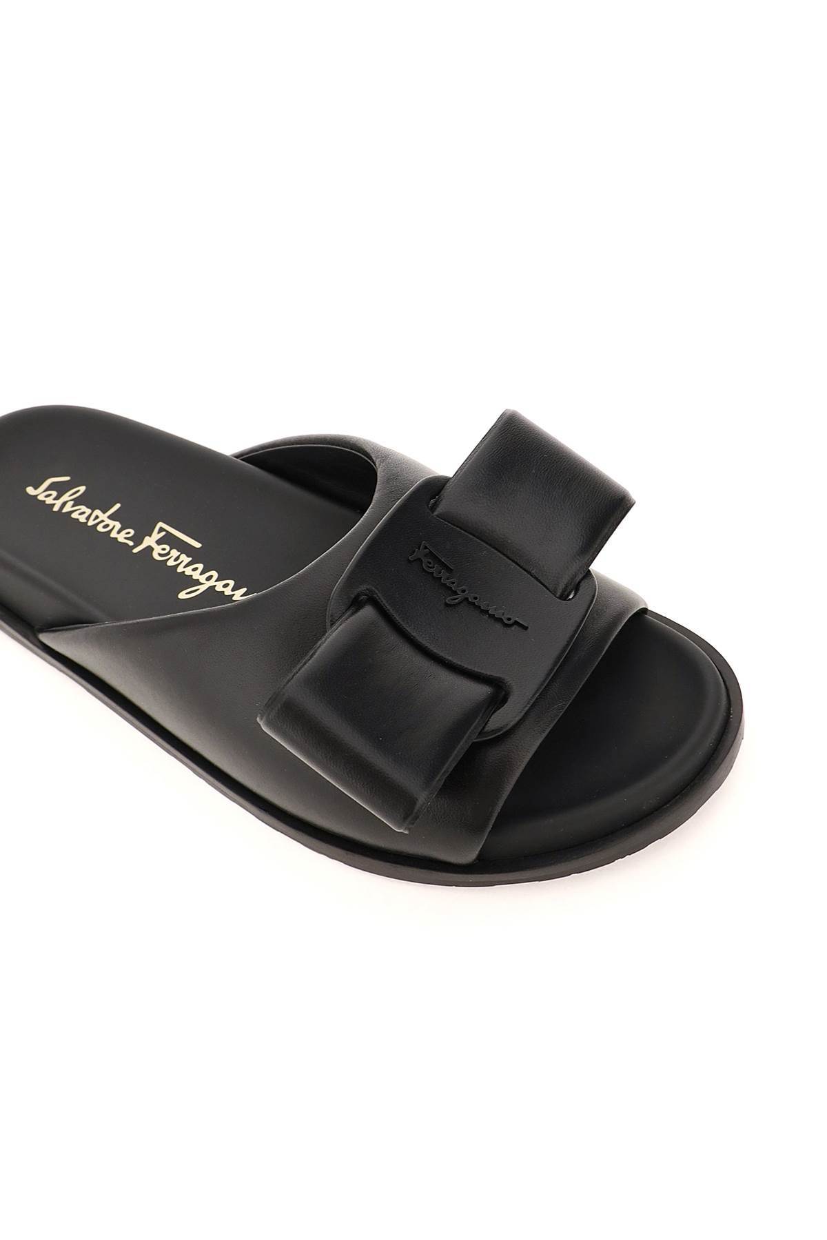 FERRAGAMO VIRGIL BOW-DETAIL LEATHER SANDALS