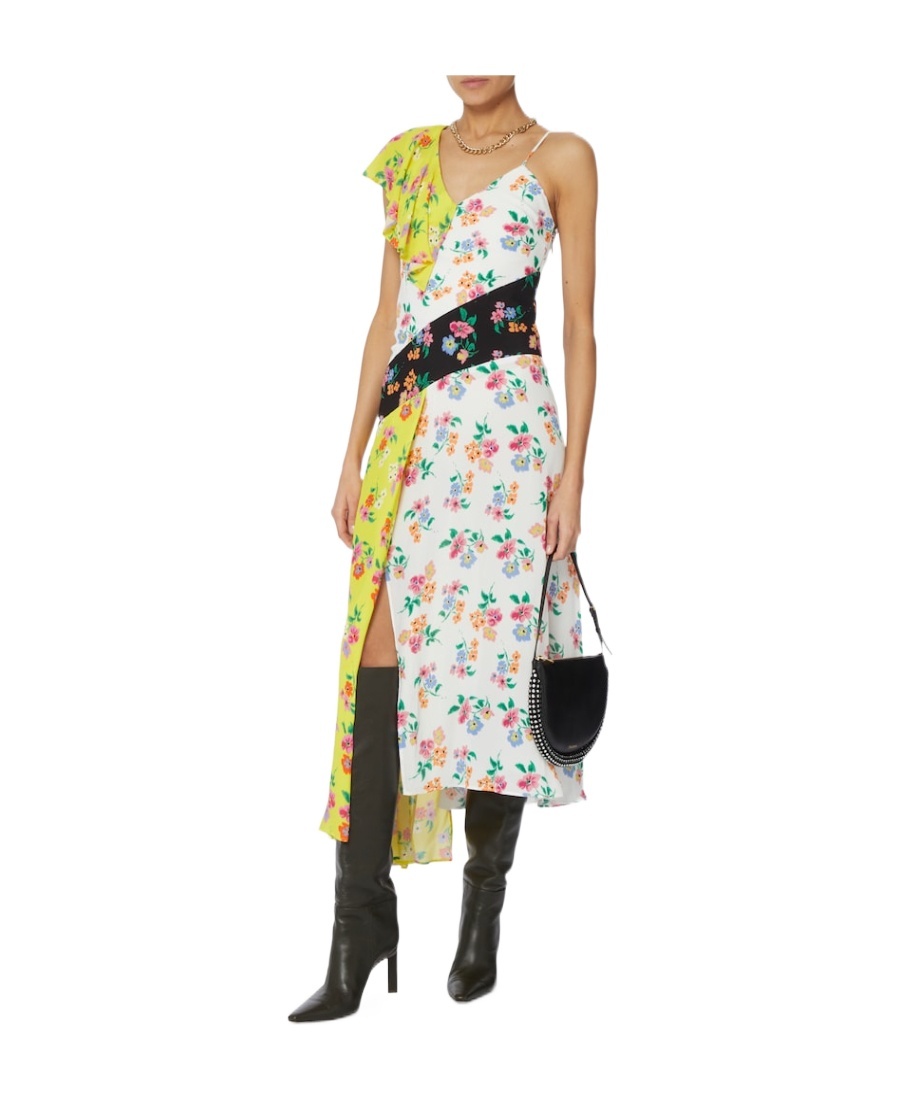 Msgm Floral Print Midi Dress In Multicolor