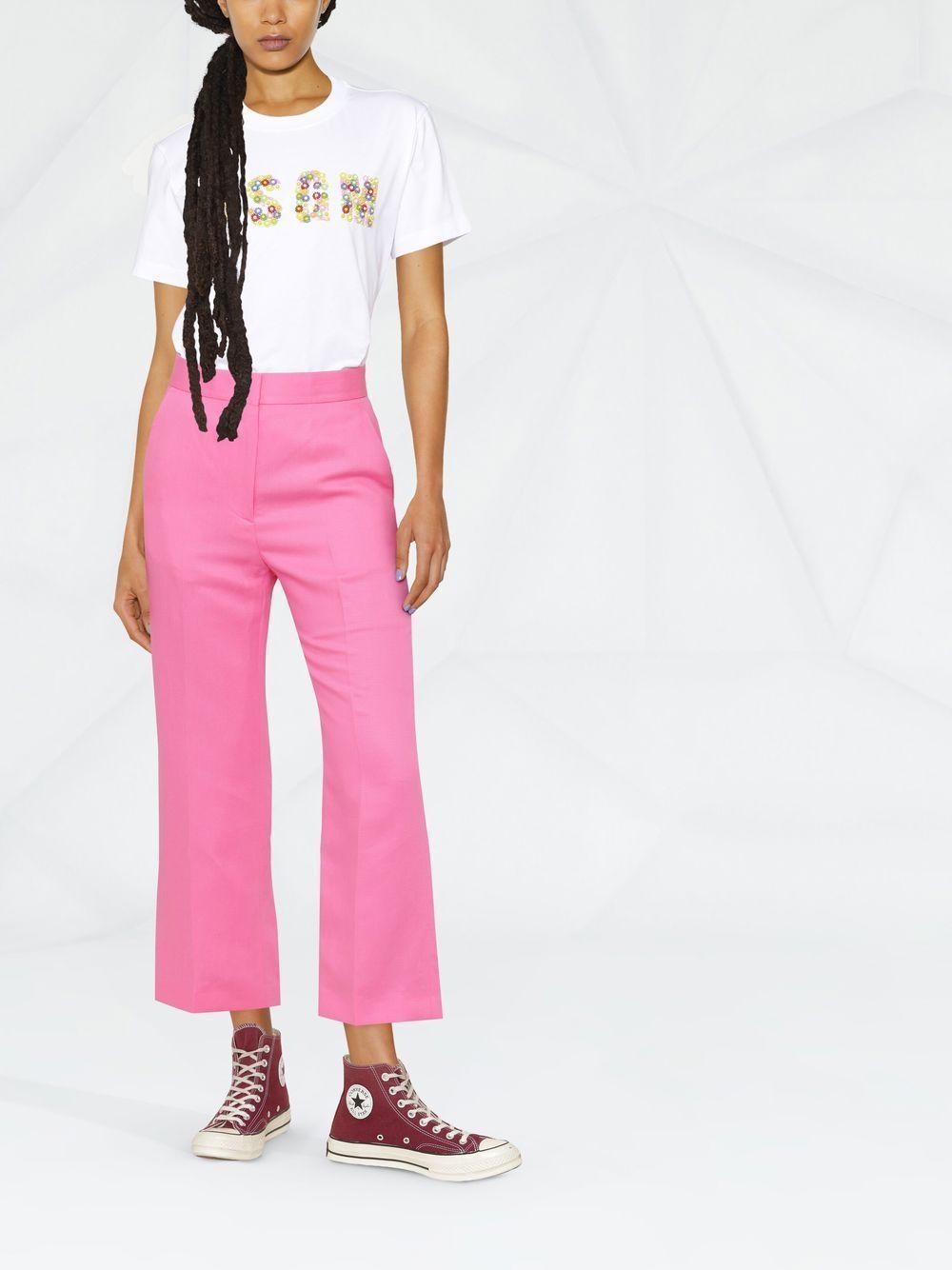Msgm Cropped Tailored Trousers In Pink