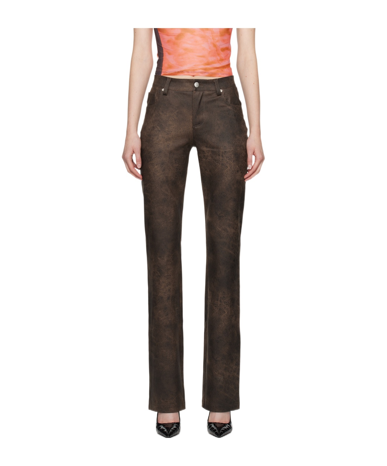 Misbhv Washed-effect Flared Trousers In Black
