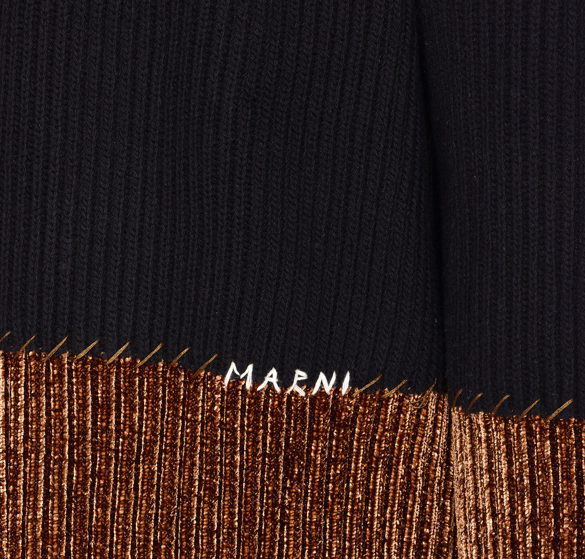 Marni Crewneck Sweater With Contrast Hem And Ribbed Texture In Blue
