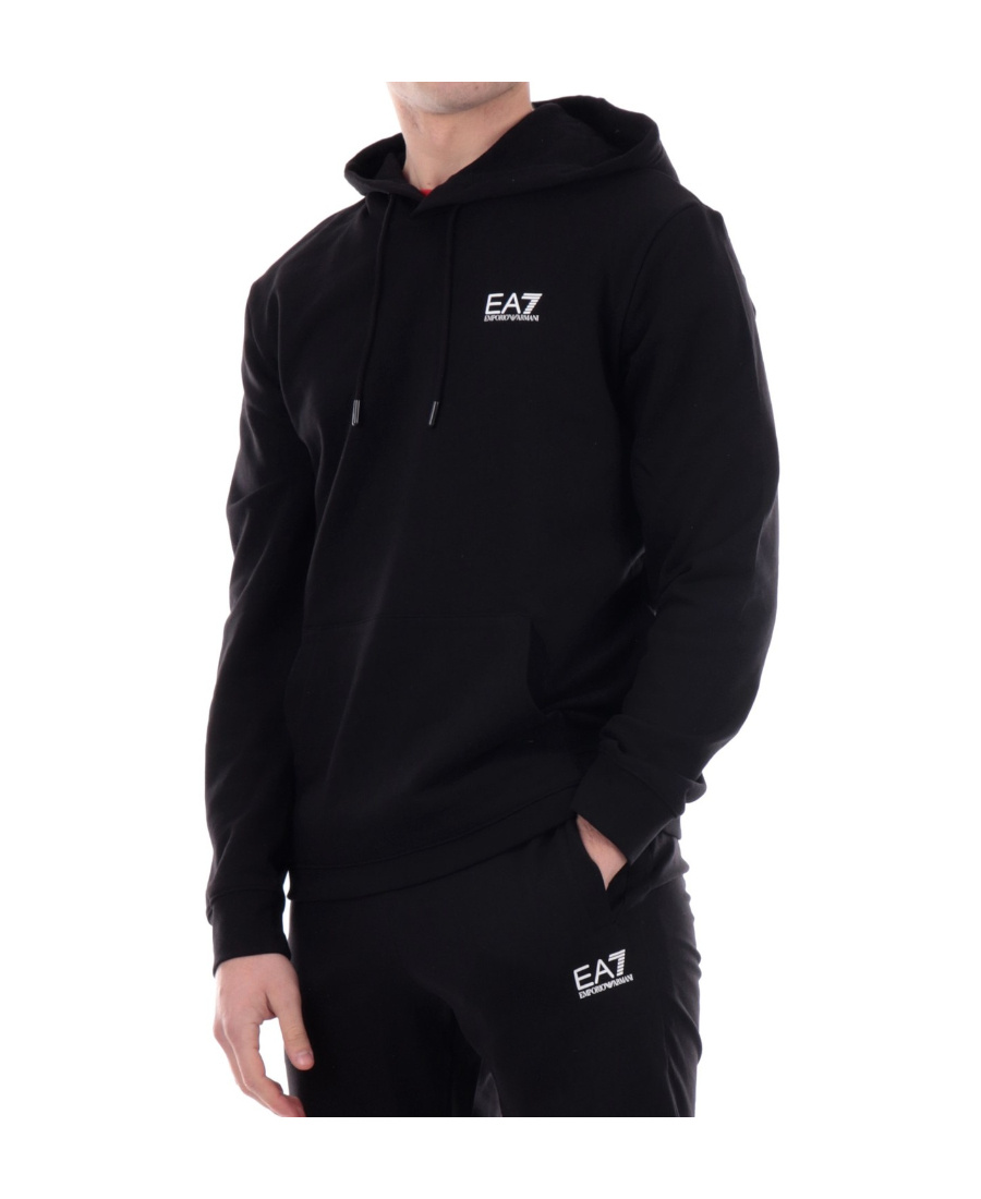 Ea7 Logo-print Drawstring Hoodie In Black