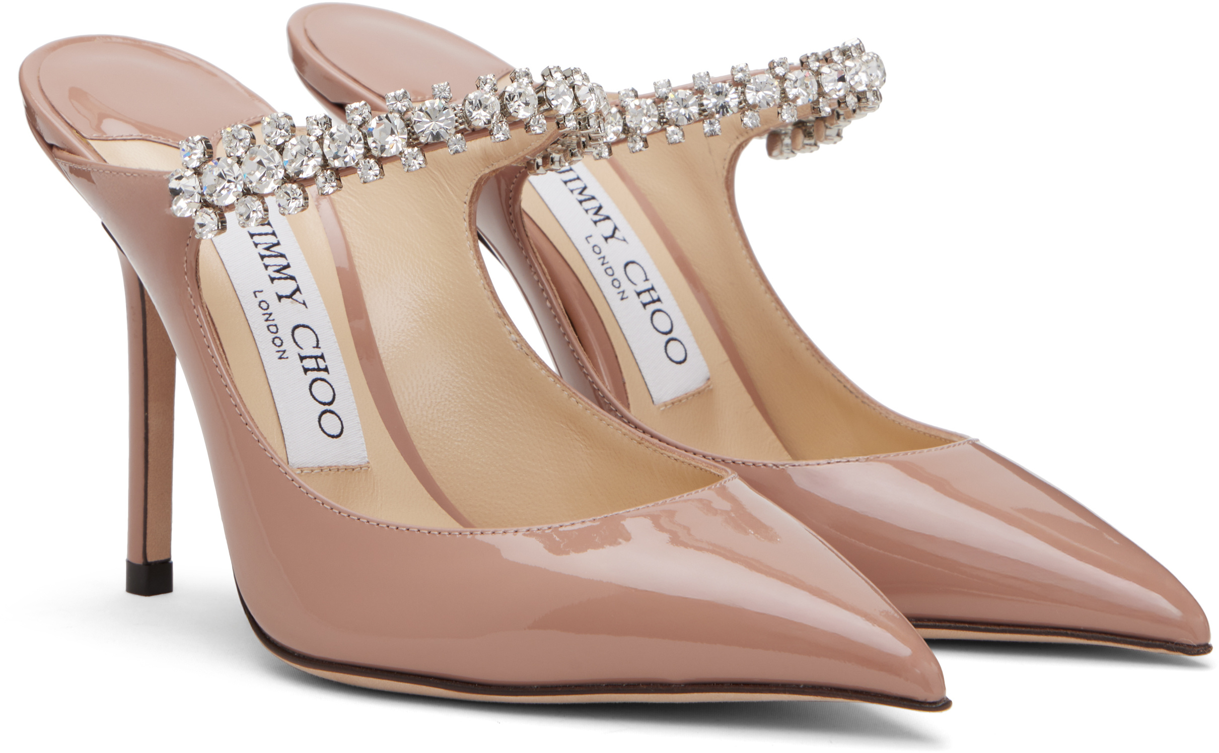 Jimmy Choo Patent Leater Bing 65 Mules In Pink