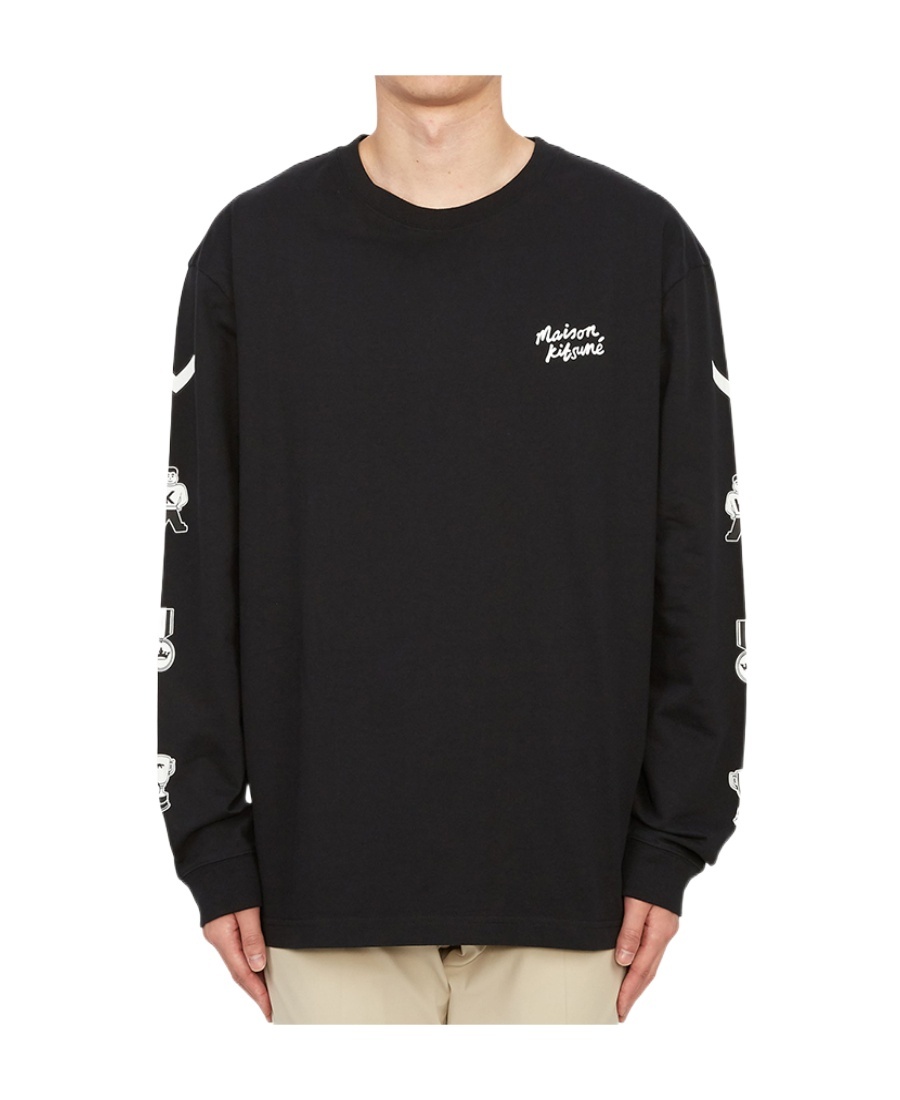 Maison Kitsuné Logo-print Crew-neck Sweatshirt In Black