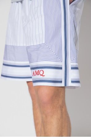 Alexander Mcqueen Striped Bermuda Shorts In Blue