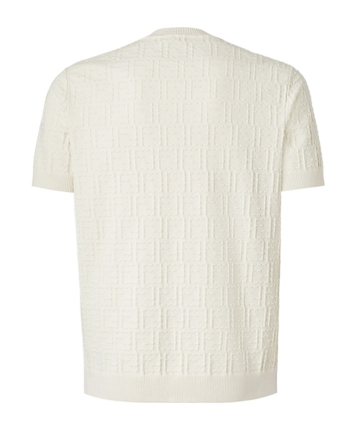 Fendi Men White Crewneck T-shirt With All-over Ff Logo Embroidery In Cotton Man In White
