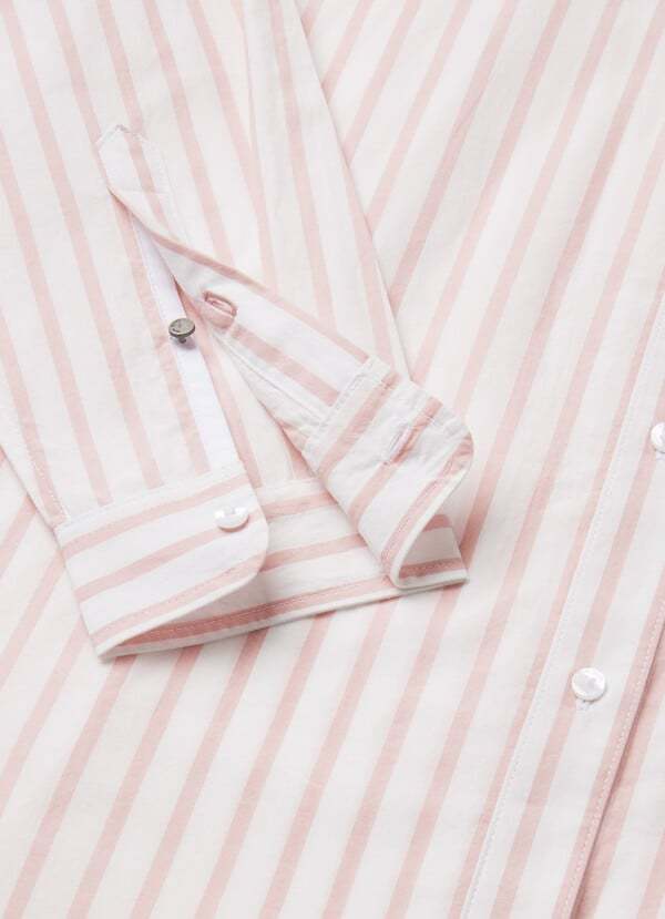 Pepe Jeans London Lapel Long-sleeved Shirt In Pale Pink