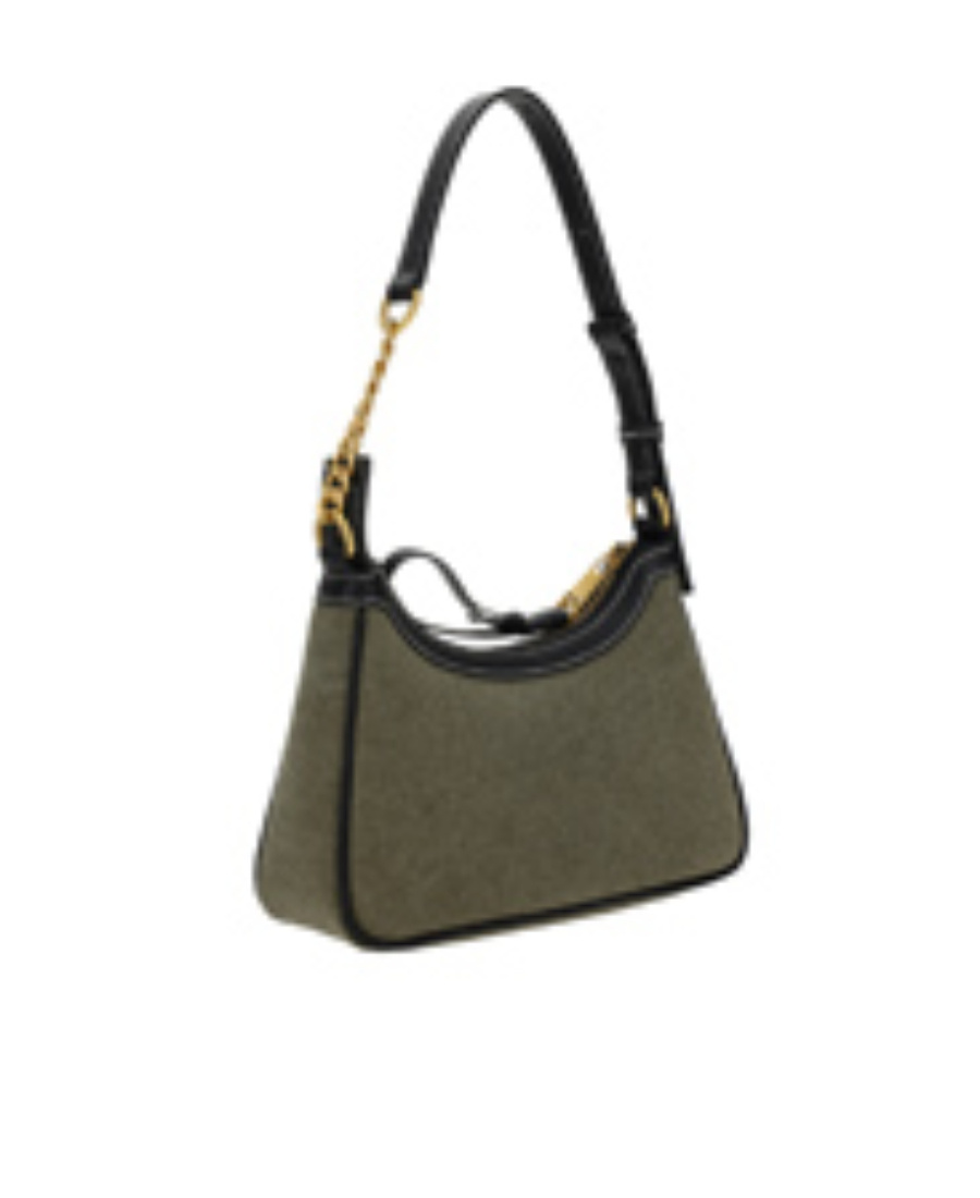 Balmain B-army Canvas Bag With Leather Inserts In Green