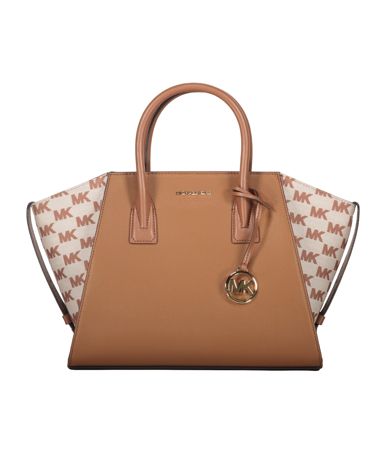 Michael Kors Avril Leather Logo-plaque Tote Bag In Brown