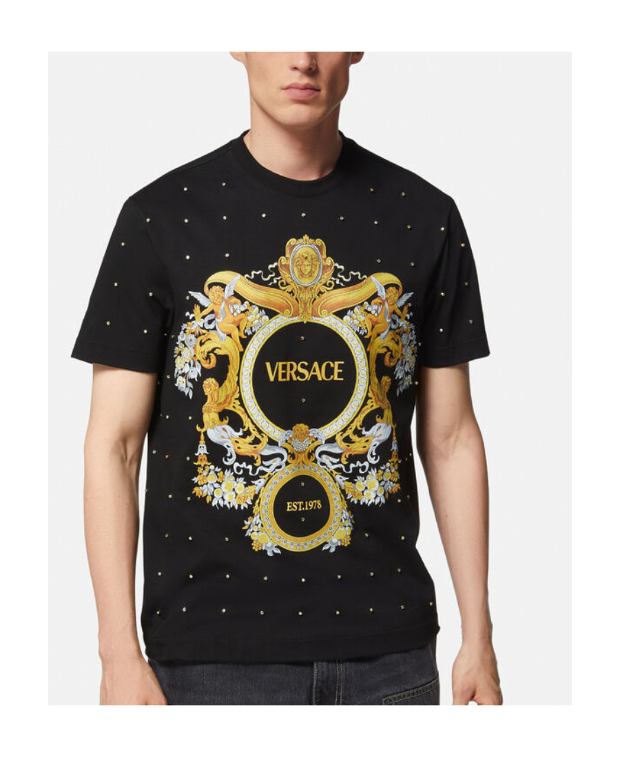 Versace Medusa Crystal-embellished T-shirt In Black