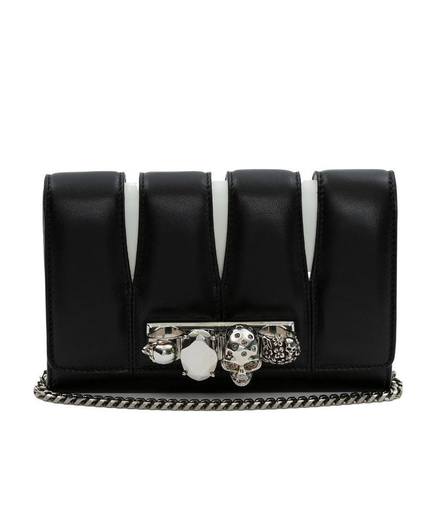 Alexander Mcqueen Women Two-tone Nappa Leather The Slash Clutch In Black