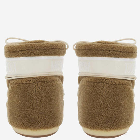 Moon Boot Camel Eco Fur Icon Low Ankle Boots In Green