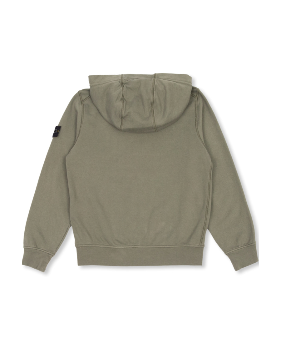 Stone Island Compass-patch Hooded Jacket In Green
