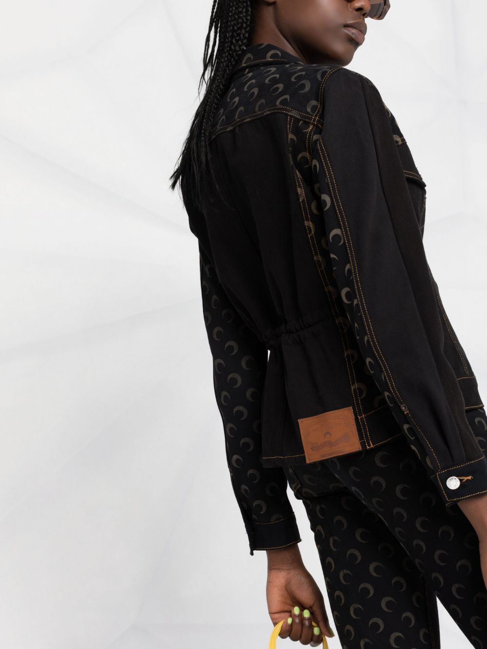 Marine Serre Moon-print Denim Jacket In Black