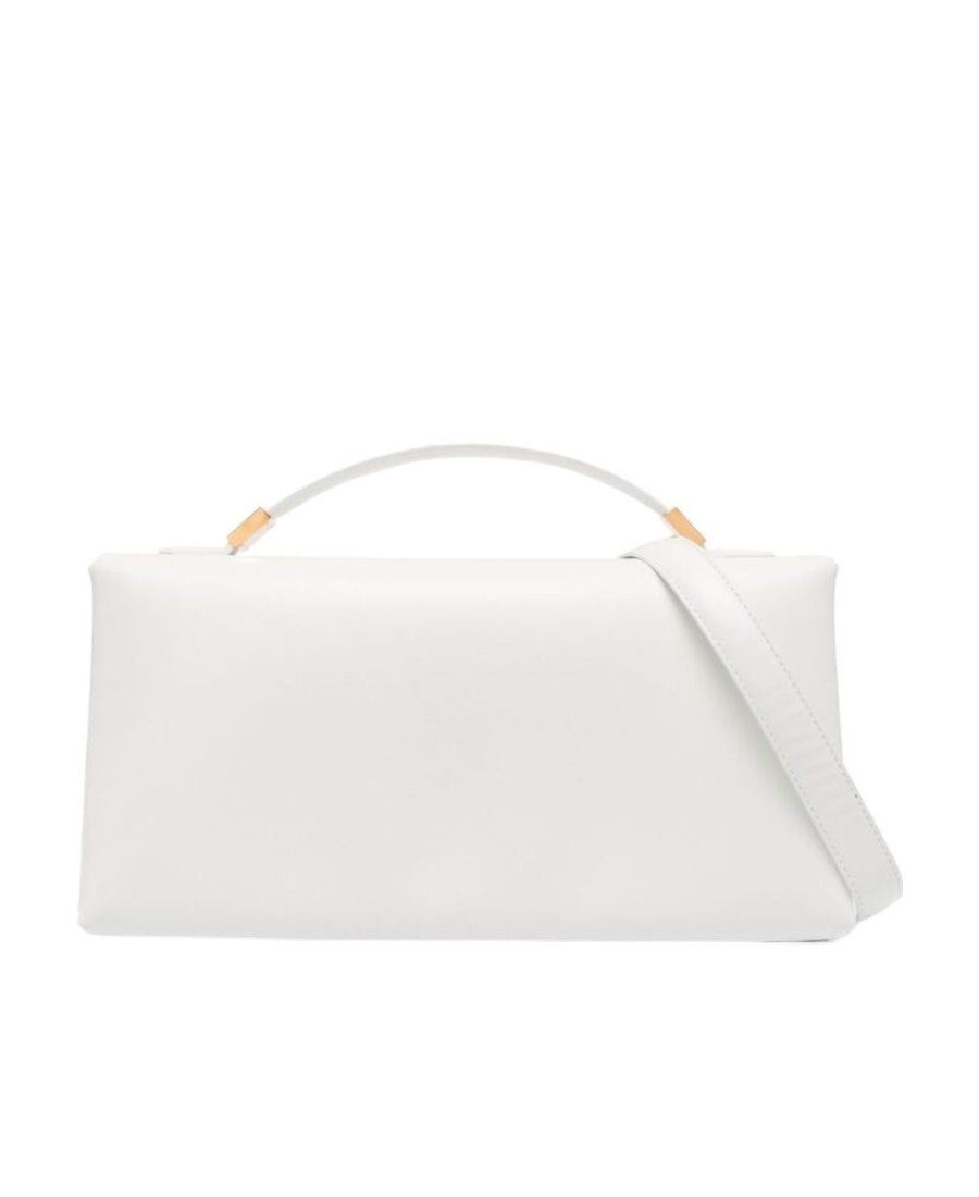 Marni Leather Tote Bag With Prisma Logo In White