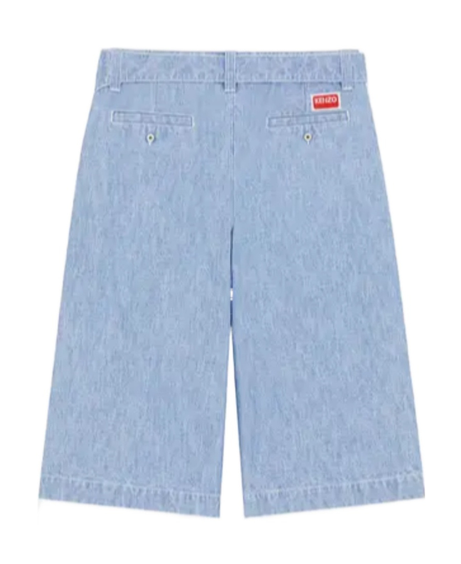 Kenzo Pleat-detail Denim Shorts In Blue