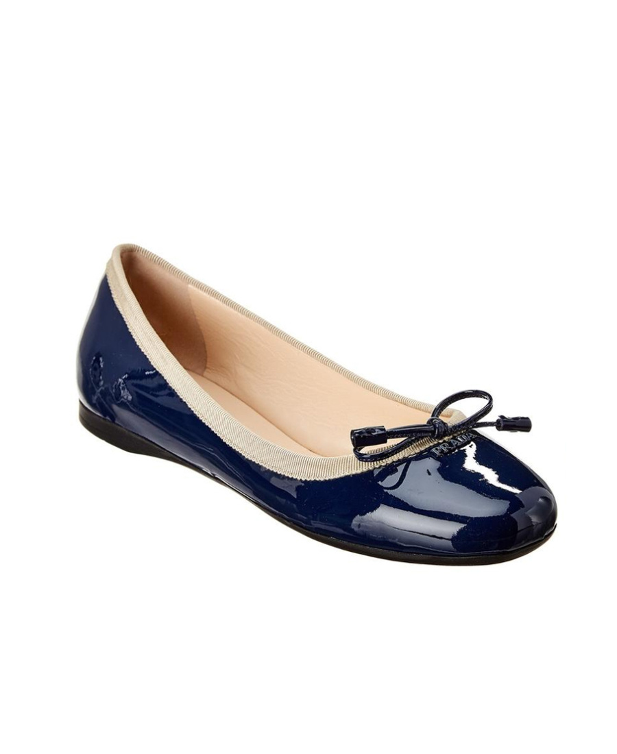 Prada Logo Flats In Blue