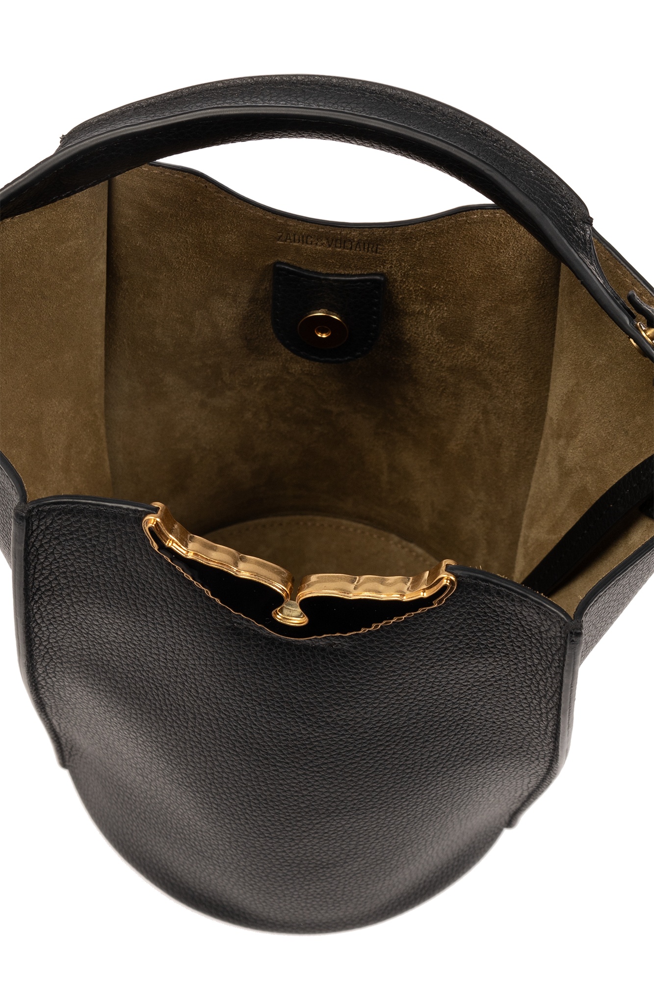 Shop Zadig & Voltaire Borderline Leather Bucket Bag In Black