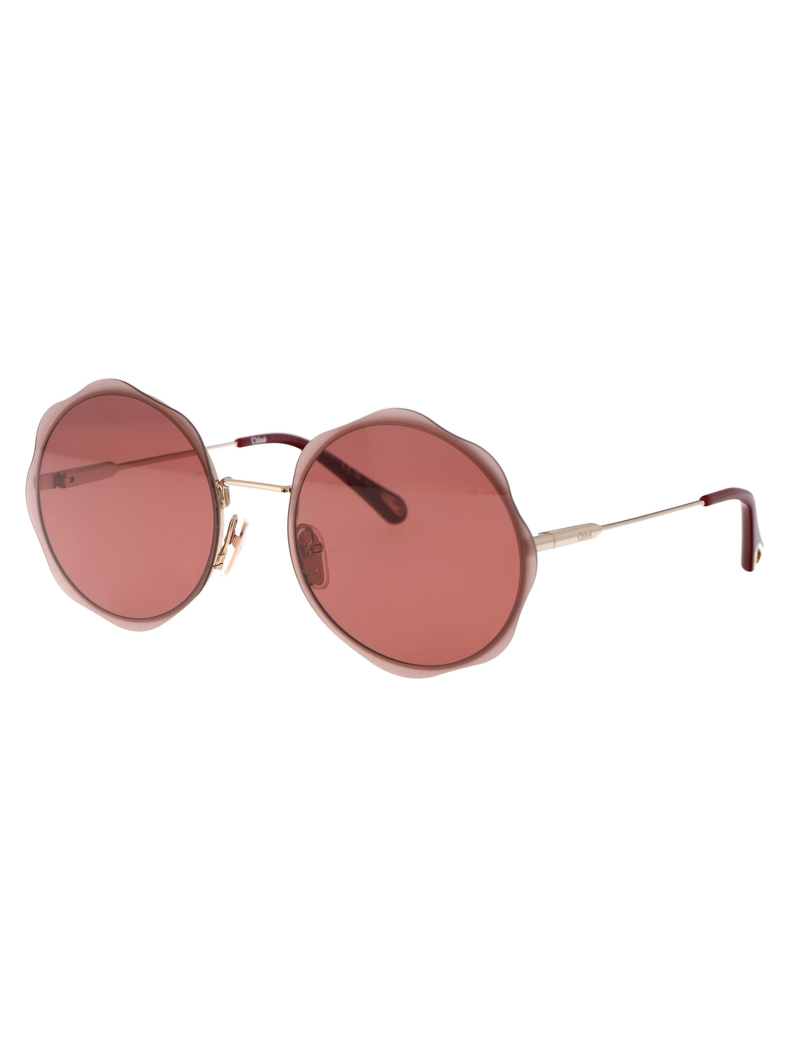 Chloé Chloe Burgundy Round Ladies Sunglasses Ch0202s 003 61 In Nude