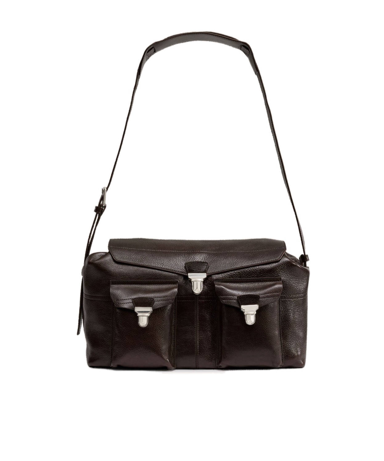 Lemaire Weekend Gear Leather Crossbody Bag With Pockets In Black