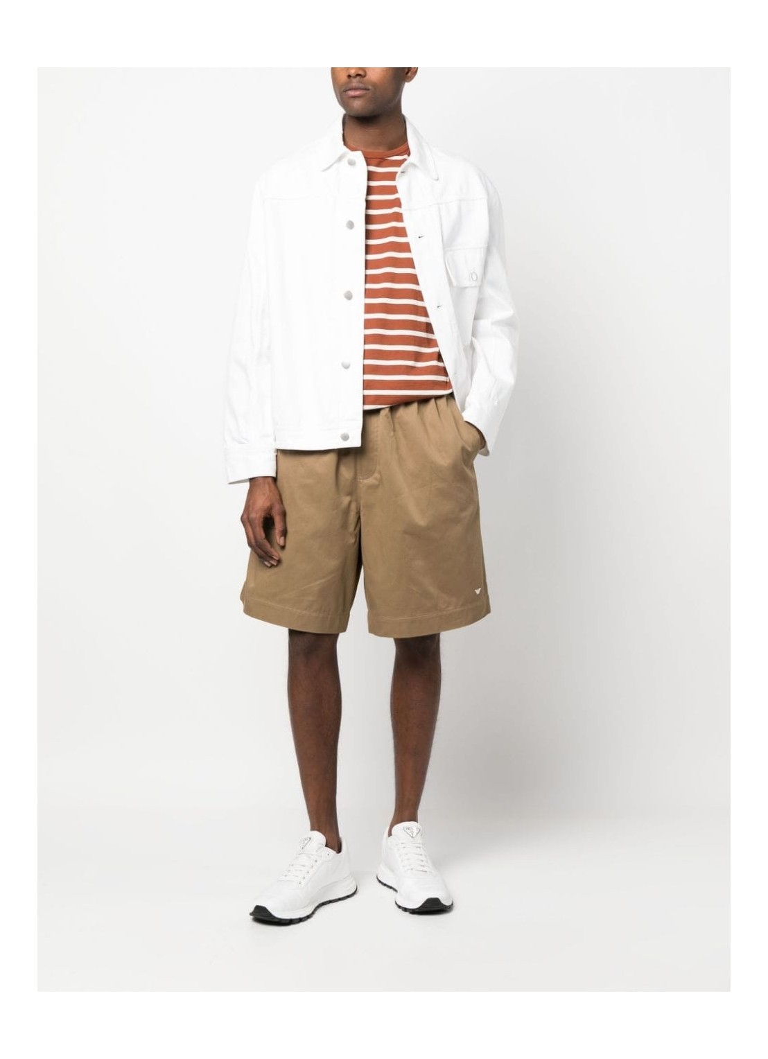 Emporio Armani Drawstring Bermuda Shorts In Brown