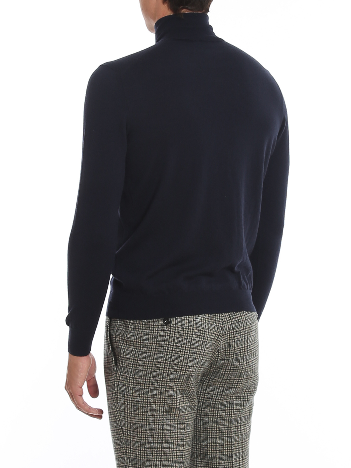 Drumohr Man Turtleneck Midnight Blue Size 48 Lambswool In Black