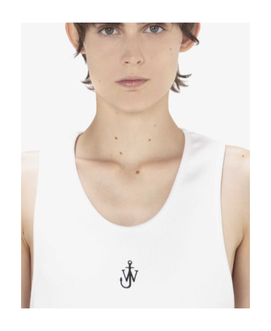 Shop Jw Anderson Logo-embroidered Cotton Tank Top In White