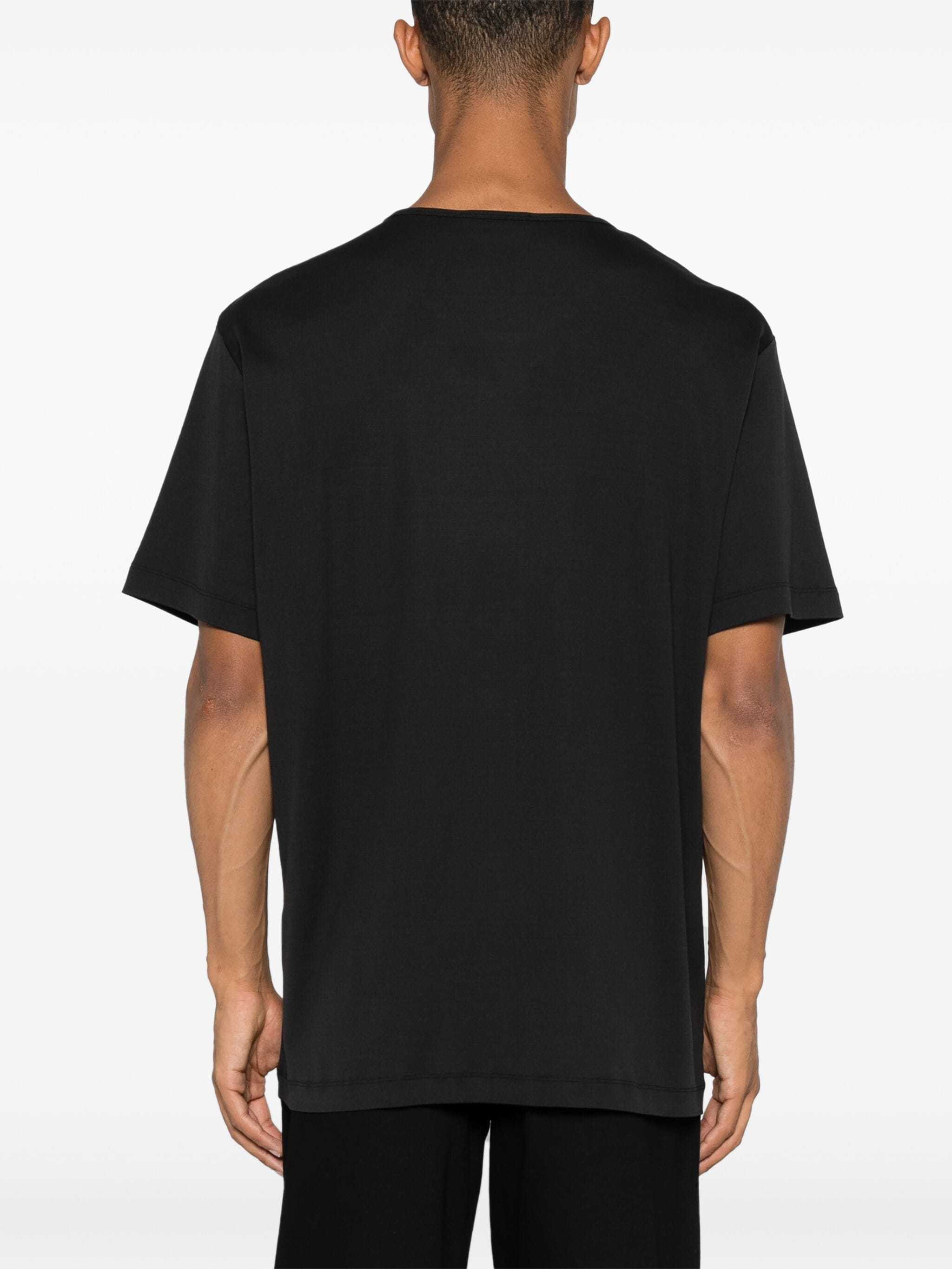 Lemaire Crewneck Ribbed Texture Plain Design T-shirt In Black