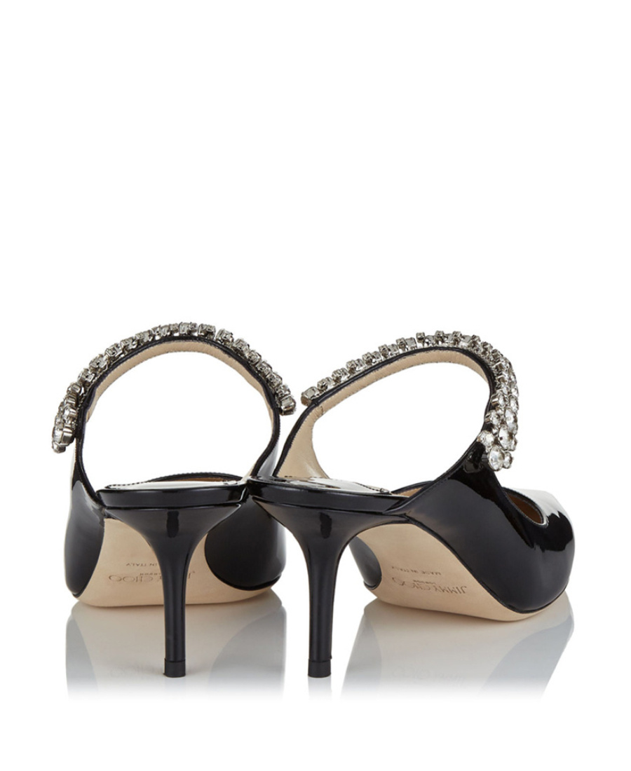 Jimmy Choo Bing 65 Embellished Patent Leather Mules In Black
