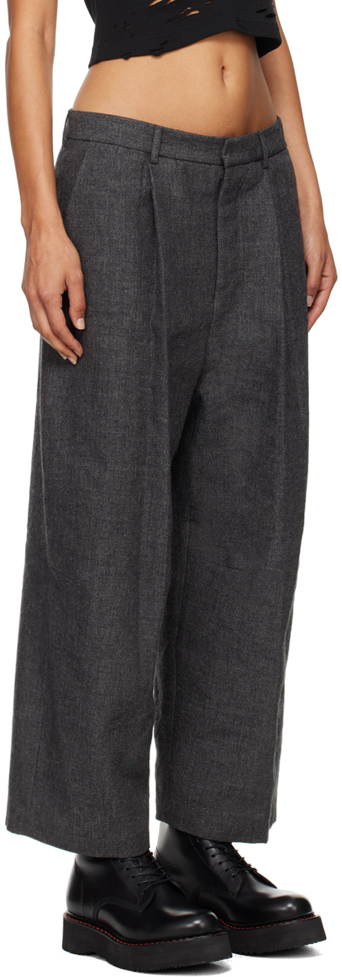 R13 Articulated Knee Pleated Casual Pants In Black