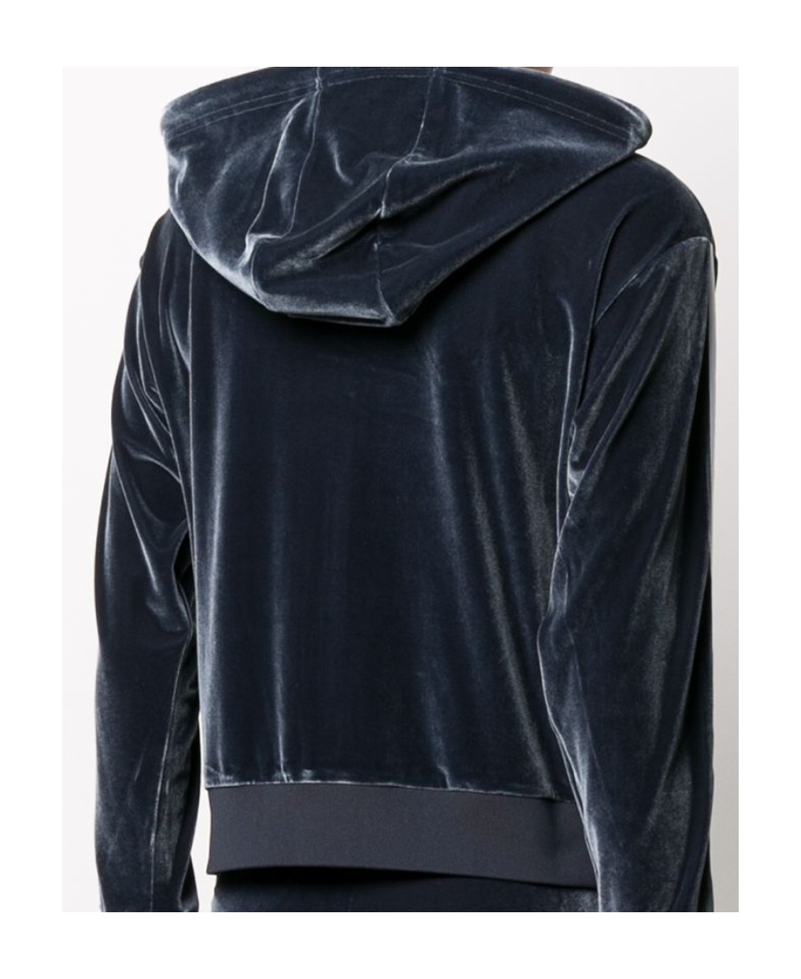 EA7 VELOUR LOGO PATCH HOODIE 